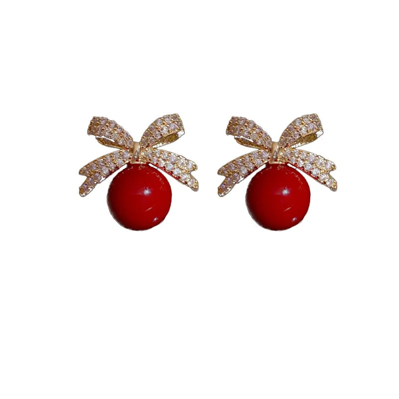 Elegance Pearl Bow Earrings